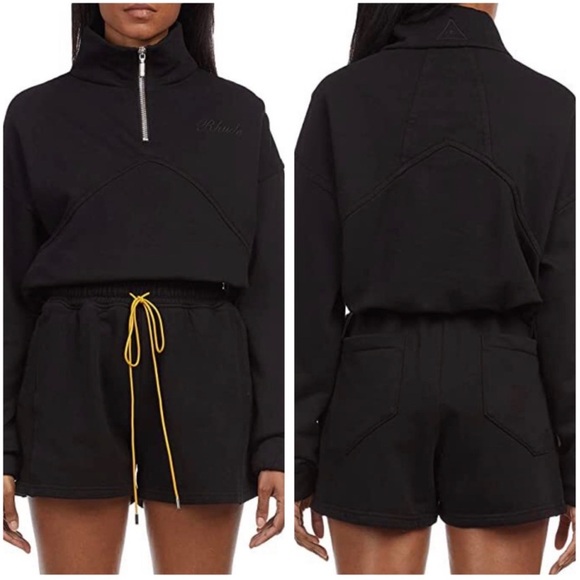 Rhude Skyline Logo Terry Shorts Vintage Black